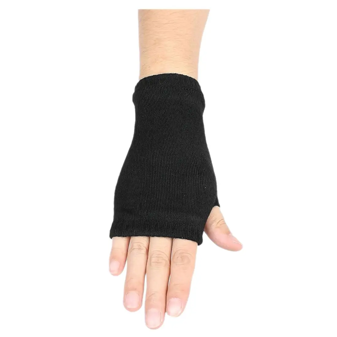 Black Elastic Combed cotton Fingerless Gloves for Women