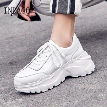 

Sneakers Women Leather White Beige Fashion Women Causal Shoes Women Sneakers 7.5cm