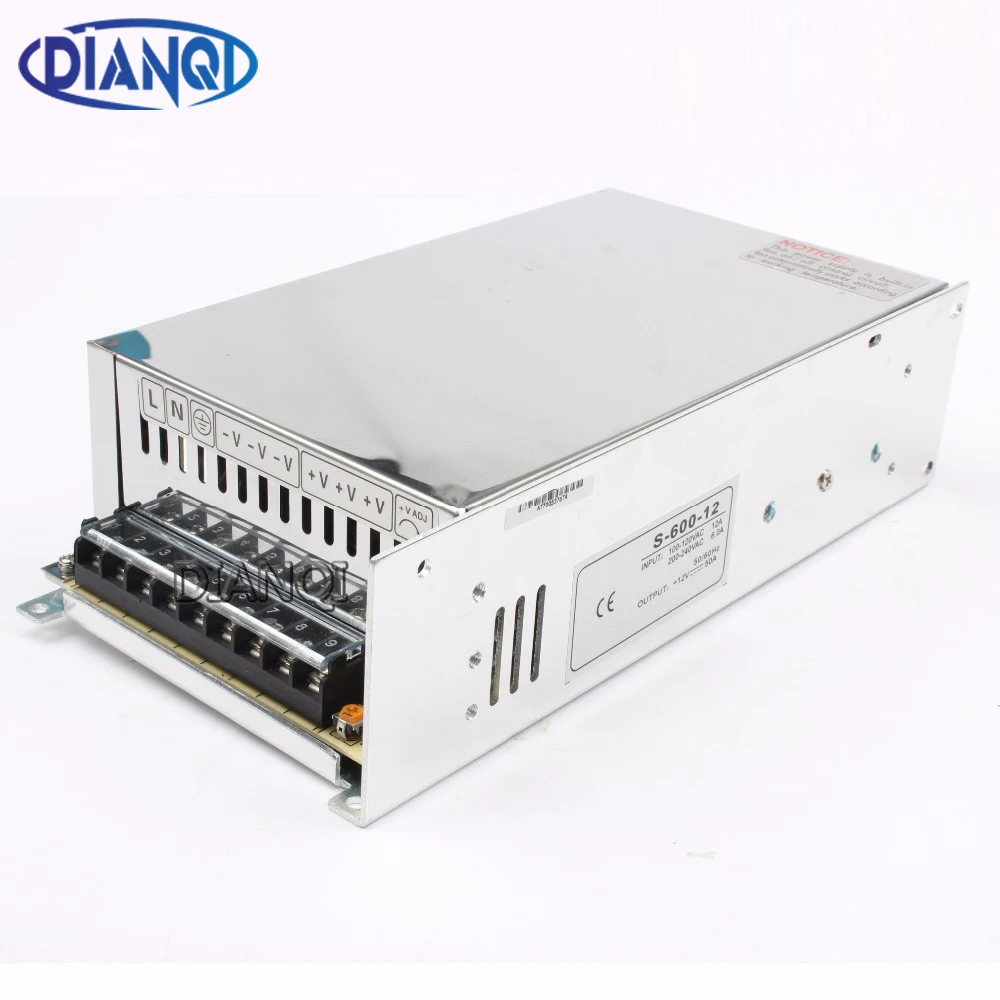 DIANQI 600W 12V 50A 220V вход одиночный выход импульсный источник питания AC к DC S-600-12 |