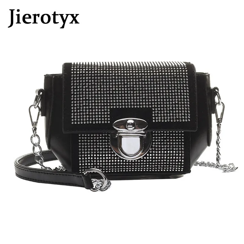 

JIEROTYX Drop Shipping Luxury Messenger Bag Women Sexy Diamond Lady Shoulder Bag Chain Purse Mini Exquisite Rhinestone 2020 New