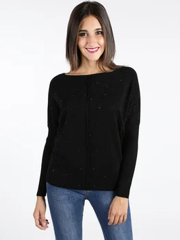 

Knitted tricot black with rhinestone