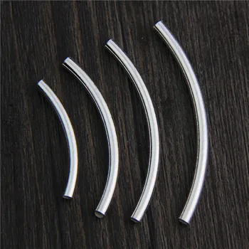 

10pcs S925 Sterling Silver Curved Tube Beads,1.5mm~3mm dia,Silver spacer tube beads DIY Jewelry Findings Y0362