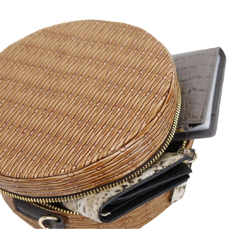 Women Round Straw Bags INS Popular Summer Female Weave Handbag Vintage Rattan Lady Shoulder Bag Travel Knit Circle Bolsa SS3162 (8)