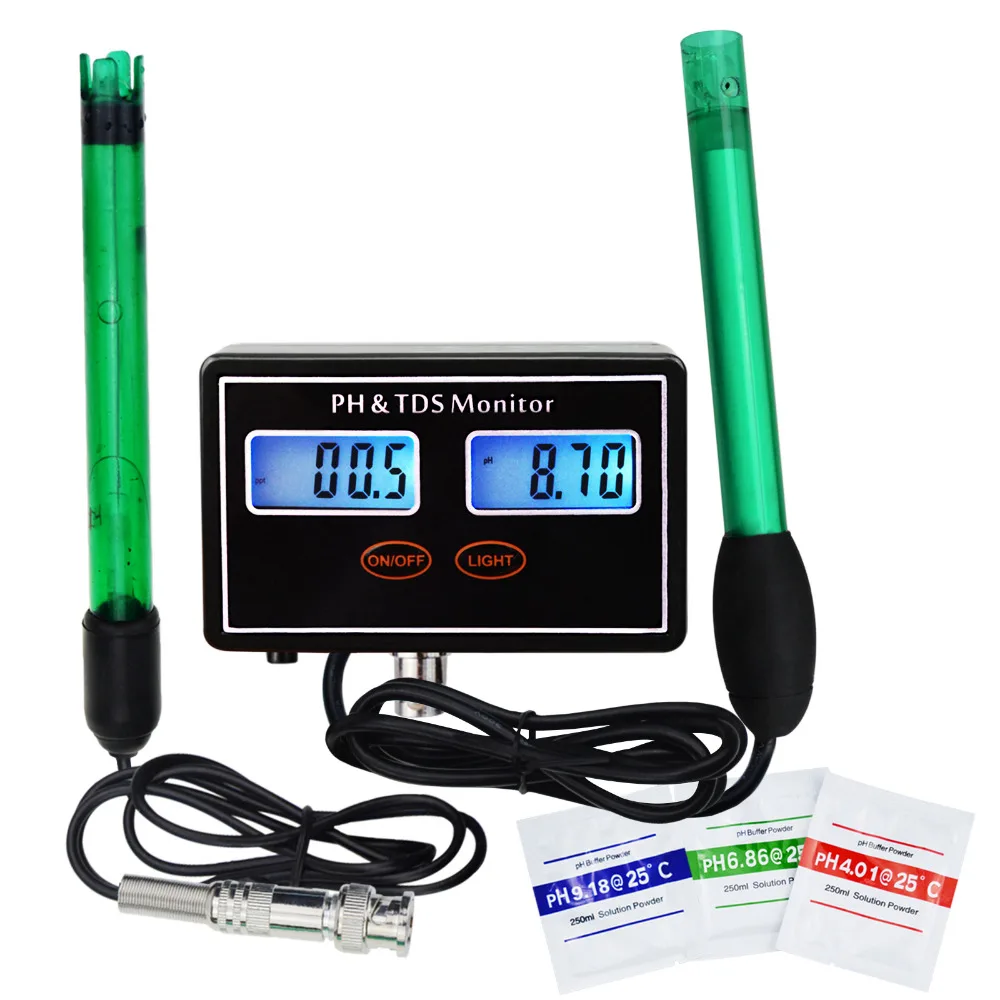 

Digital Combo pH & TDS Monitor Meter Tester ATC Rechargeable Water Quality Real-time Monitoring 0.00~14.00pH & 0.0~199.9ppt