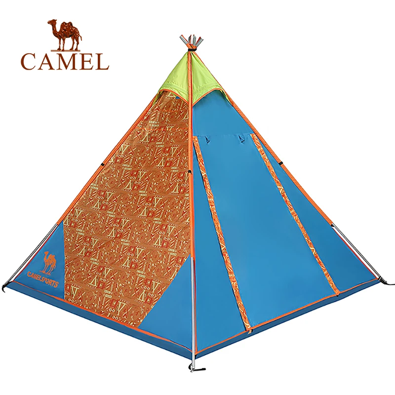 

CAMEL Pyramid Camping Tent Single Layer Windproof Waterproof Anti UV Tourist Outdoor Hiking Beach Tent For 2-3 Person