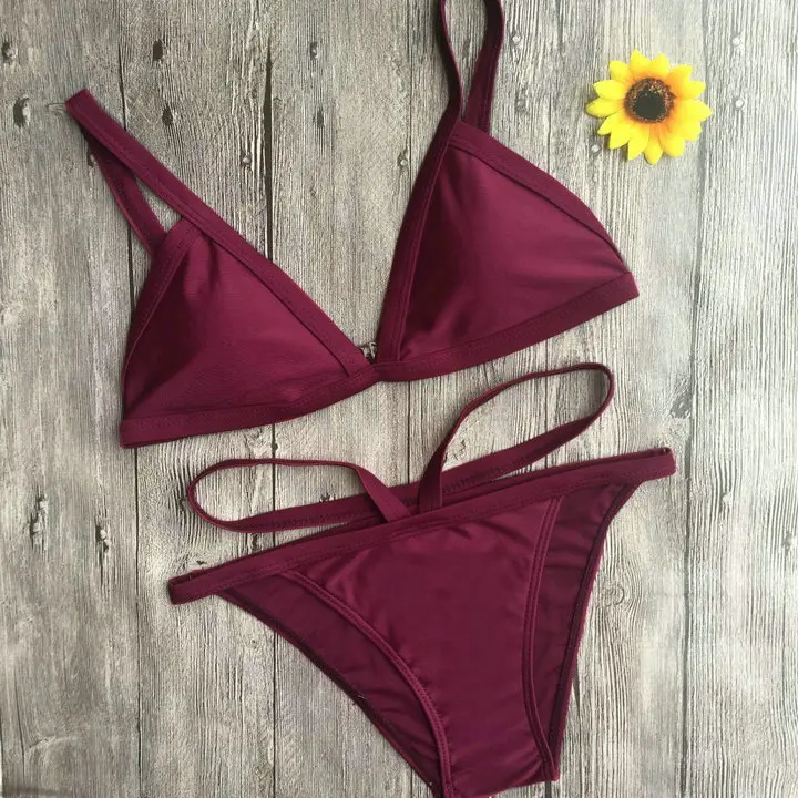 

Luoanyfash Bikinis Women Bandage Swimsuit 2018 Sexy Push Up Swimwear Low Waist Bathing Suit Halter Bikinis Suit Swimwear