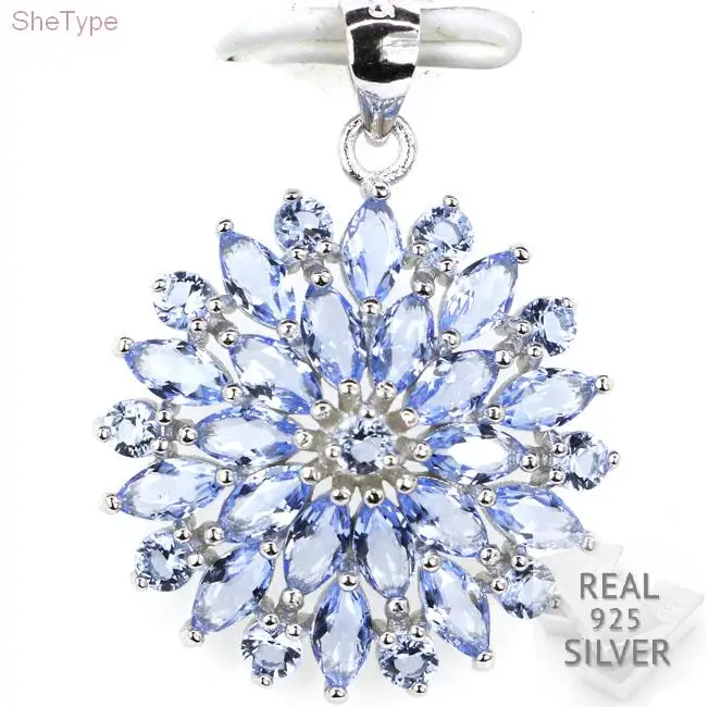 

Guaranteed Real 925 Solid Sterling Silver 3.0g Rich Blue Aquamarine Pendant 38x22mm