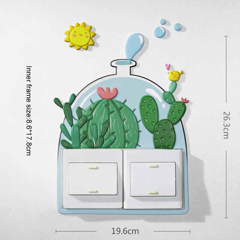 Светящийся кактус переключатель наклейка мягкая 3D наклейка для домашнего выключателя крышка настенного украшения светящаяся наклейка суккуленты Наклейка на стену s