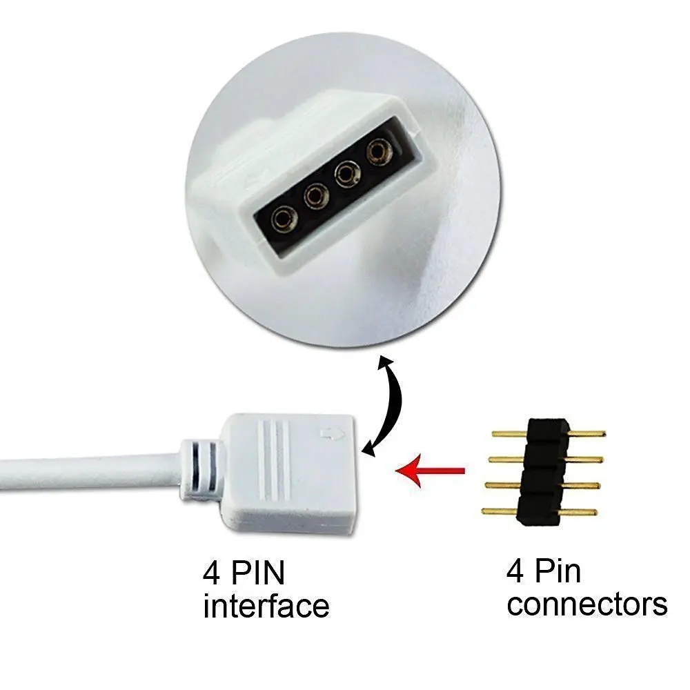 2PACK 5M 16.4ft Extension Cable Connect Female Plug to SMD 5050 RGB LED Strip light with Free 4pcs 4pin Connectors