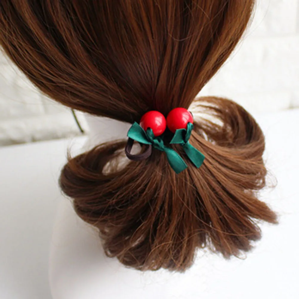 Korea Tie Hair Rubber Band Red Beads Hair Circle Day Head Rope