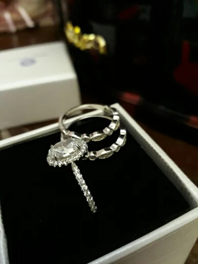 Newshe 3 шт. Свадебные Кольца для женщин классические ювелирные изделия 925 серебро обручальное кольцо набор 1,8 Ct овальной формы AAA CZ JR4669