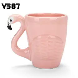 440 мл Прекрасный 3D мультфильм Фламинго Кофе кружка воды, молока Керамика кружка Чай Кофе подстаканник украшения дома Посуда для напитков