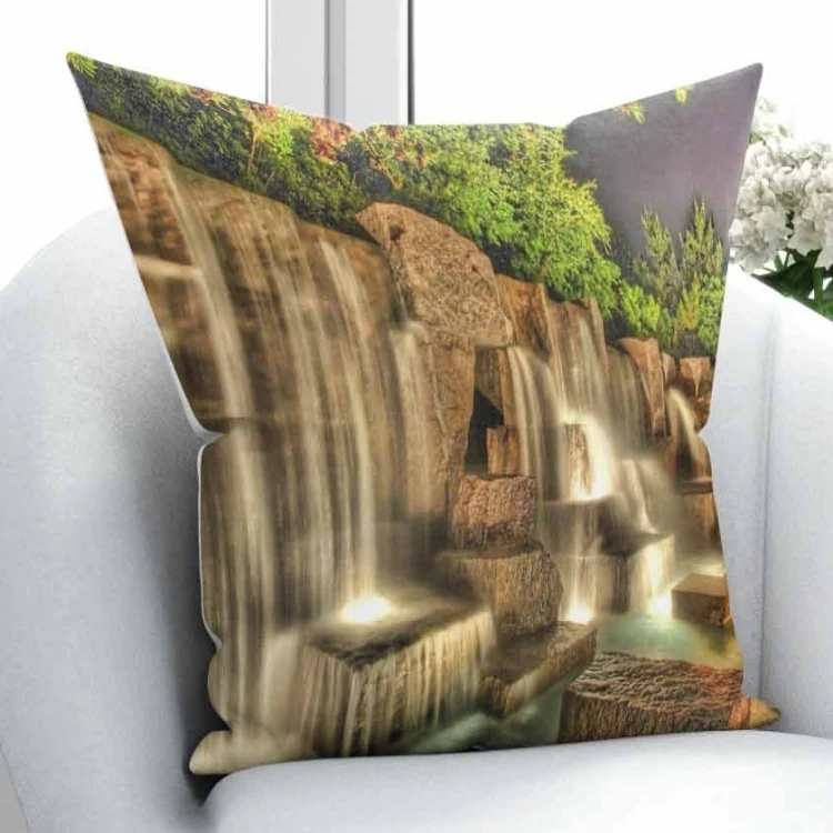 

Else Brown Mountain Stones Waterfall River Nature 3D Pattern Print Throw Pillow Case Cushion Cover Square Hidden Zipper 45x45cm