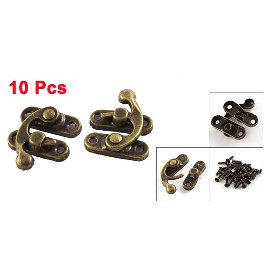 

UXCELL Sale 10 Pcs/lot Antique Style Left Swing Bag Clasp Closure Jewelry Case Box Latch Anti-slip Open Hole Dia 2mm Bronze Tone