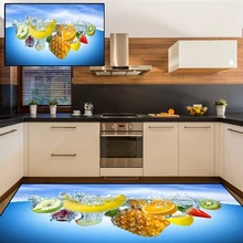 Синие свежие фрукты в воде яблоко банан лимоны 3d печать Нескользящая микрофибра кухня современный декоративный моющийся коврик