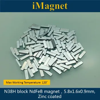 

N00004 Hot Sale 100pcs Super Strong Block Rare Earth Neodymium Magnet, 5.8x1.6x0.9mm, Nickel coated,Home Decorations Fridge