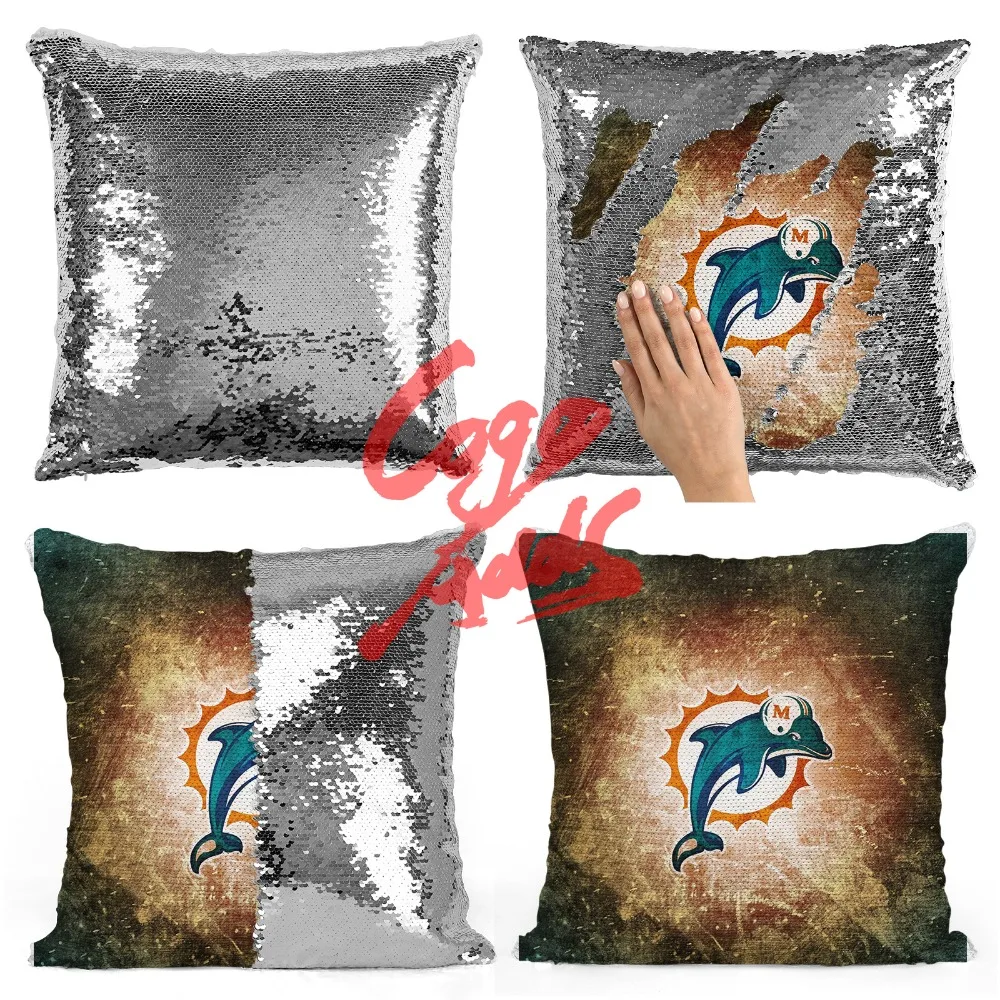 Декоративные подушки в виде дельфинов, обратимая Русалка подушка с блестками, чехол, Прямая поставка
