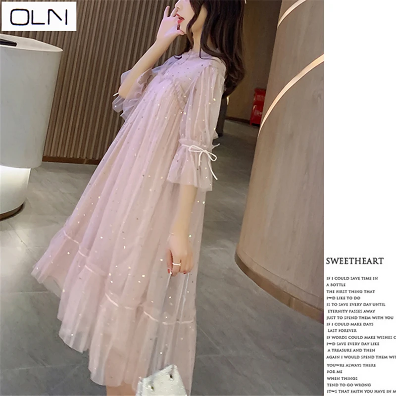 Платье oln, корейское платье Vestidos, Новое поступление,, новое летнее платье для беременных, Сетчатое платье феи, супер-Йо, домашнее украшение, цельнокроеное платье