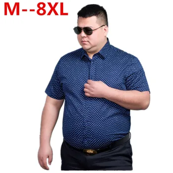 

10XL 9XL 8XL 6XL 5X Men Fashion loose Fit Casual Shirts Short Sleeve 100% Cotton Dress Shirts Patchwork Trendy style Male Shirts