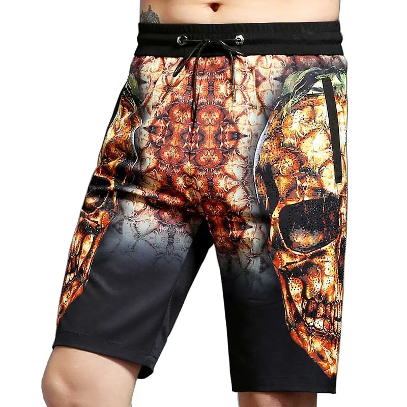 Новые модные летние с принтом черепа для мужчин шорты для женщин Повседневное короткие Street стиль пляжные шорты, для пляжа короткие штаны
