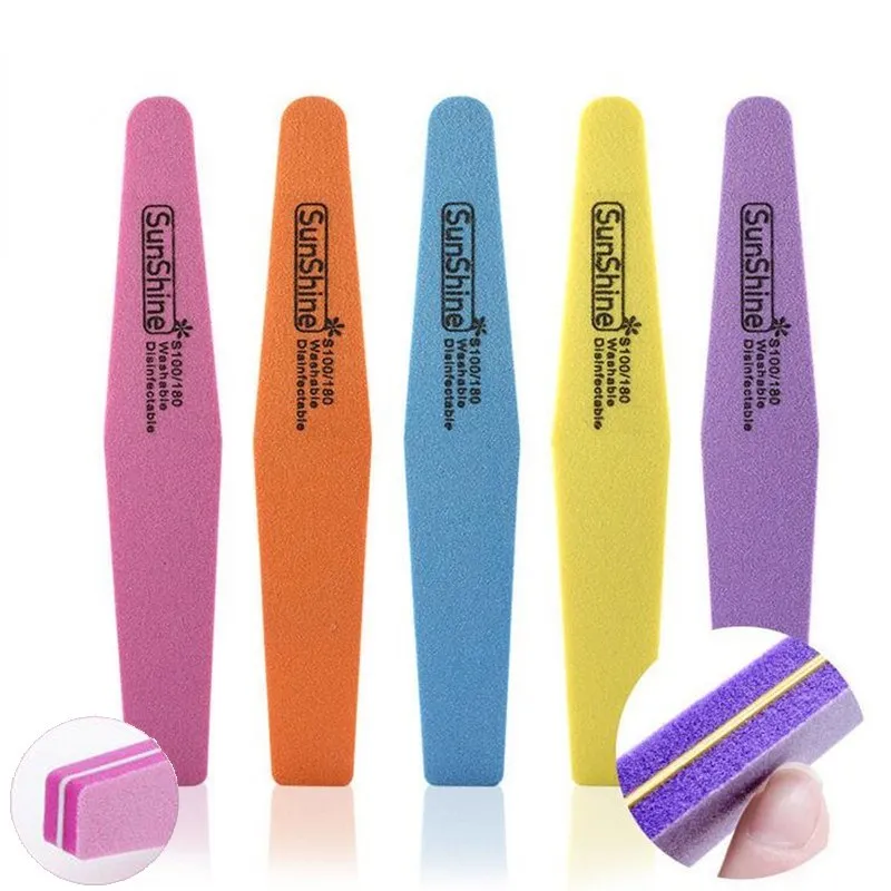 10pcs Nail Files Emery 100/180 Trimmer Buffer lime a ongle Art Tools Double-side Washable Buffing Sanding File Sponge | Красота и