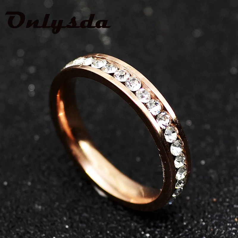 Модное женское классическое круглое обручальное кольцо из розового золота/черного цвета с кубическим цирконием ААА для девочек OSR106