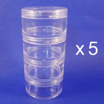 

5 Set Clear 4 Stackable Plastic Jars 30gr Cosmetic Storage Containers Minerals(AY81P(30)(4 stack)-C=5 set)
