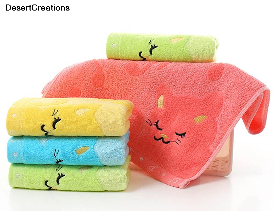 1PCS Cartoon Design Bamboo Kids Towel 25x50cm Cute Musical Cat Design ...