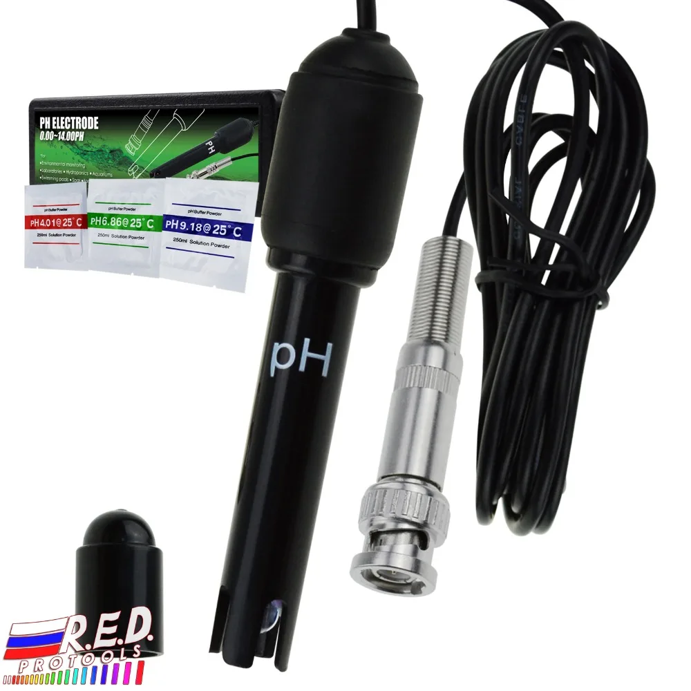 PH Probe with BNC Connector, 150cm Long Cable 0-14pH Test Sensor Electrode for PH Meter Monitor Controller PH Probe with BNC Connector, 150cm Long Cable 0-14pH Test Sensor Electrode for PH Meter Monitor Controller