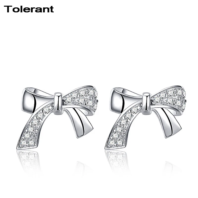 Exquisite Fashion Design Bowknot Stud Earrings Girl Korean Simple Style 925 Silver Pendientes Cute Earrings for Women RES00448 Exquisite Fashion Design Bowknot Stud Earrings Girl Korean Simple Style 925 Silver Pendientes Cute Earrings for Women RES00448