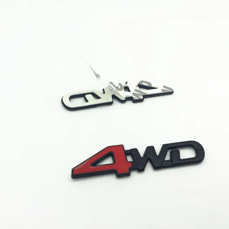 FDIK 2PCS/set Car Tail Rear Side Metal 4x4 RC Car 4WD Sticker 3D Chrome Badge Car Emblem Badge Decal Auto Decor Styling 4WD