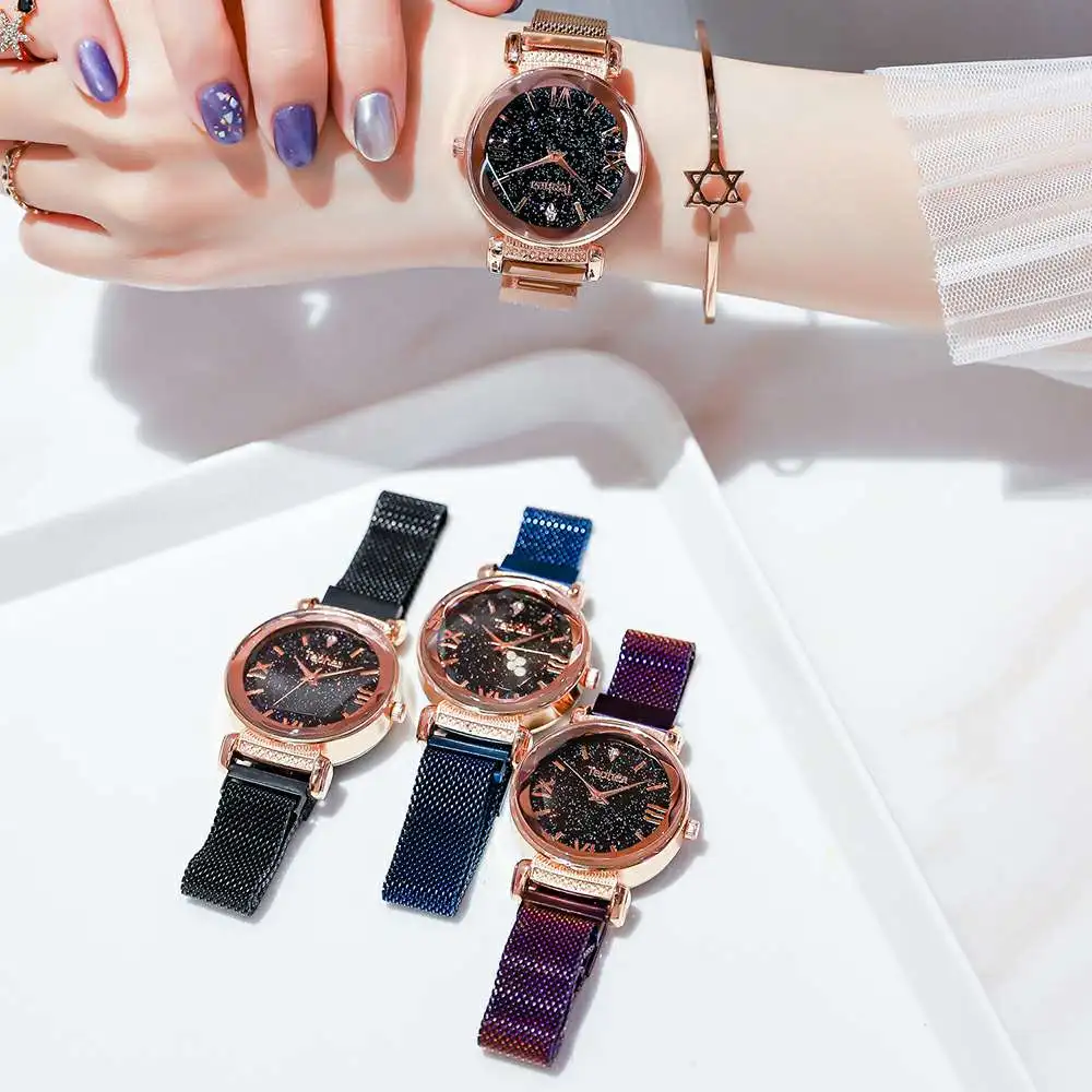 Женские наручные часы Reloj Mujer роскошные браслет из розового золота с магнитной