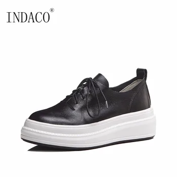 

2019 Platform Shoes Autumn New Leather Sneakers Yellow Fashion Casual Shoes Women 4cm