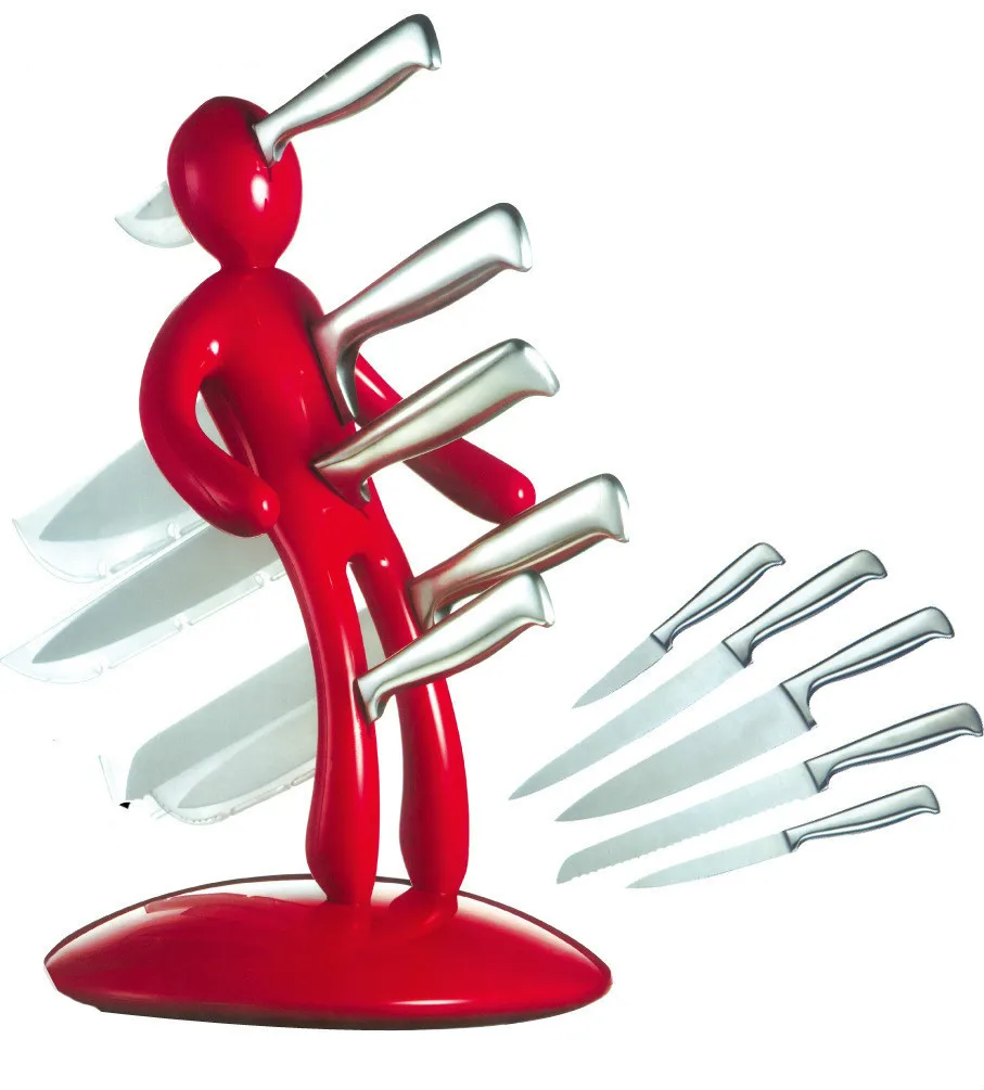  Novelty Kitchen Gifts Blocks Roll Rack Shelf Stand Creative Humanoid Stainless Steel Magnet Knife H - 1000006626470