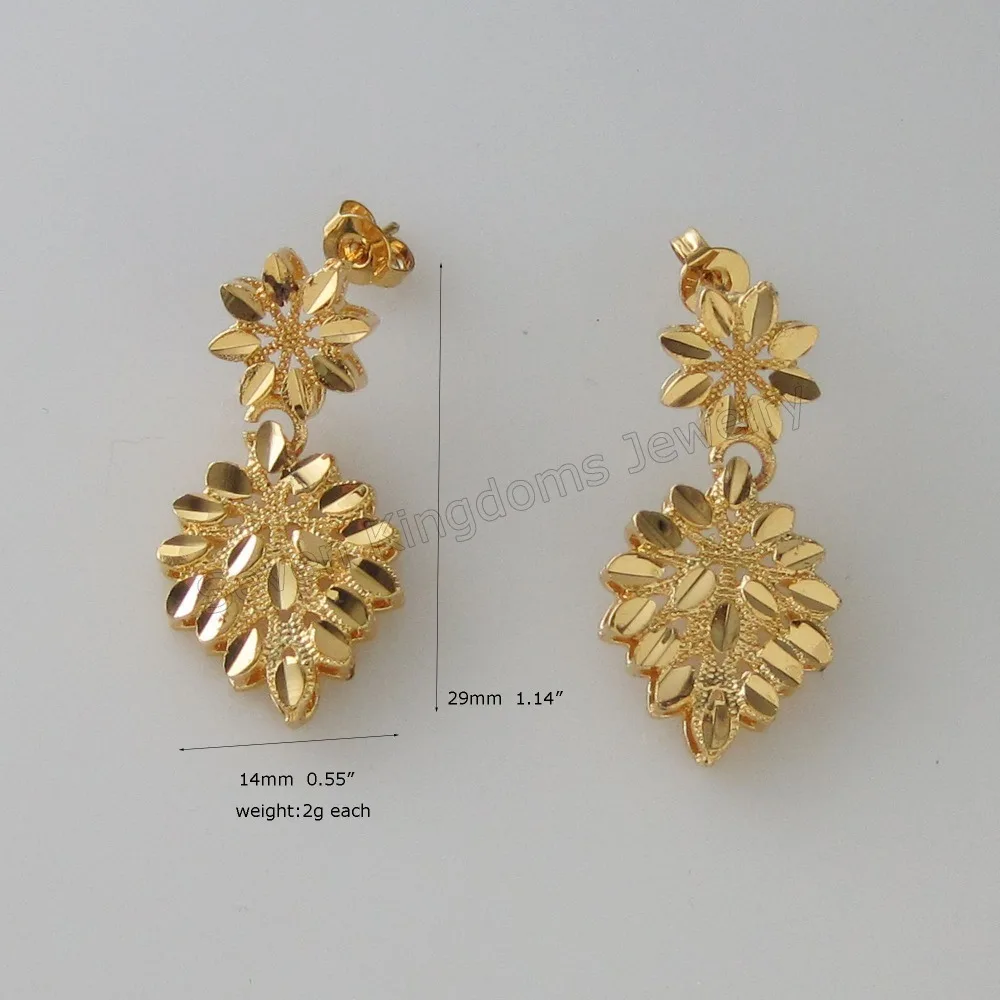 

MIN ORDER 10$ CAN MIX DESIGN DANGLE EARRING LEAF FLOWER CHARM WIDTH 14MM 0.55" DANGLER TALL 29 MM 1.14" - YELLOW GOLD GP
