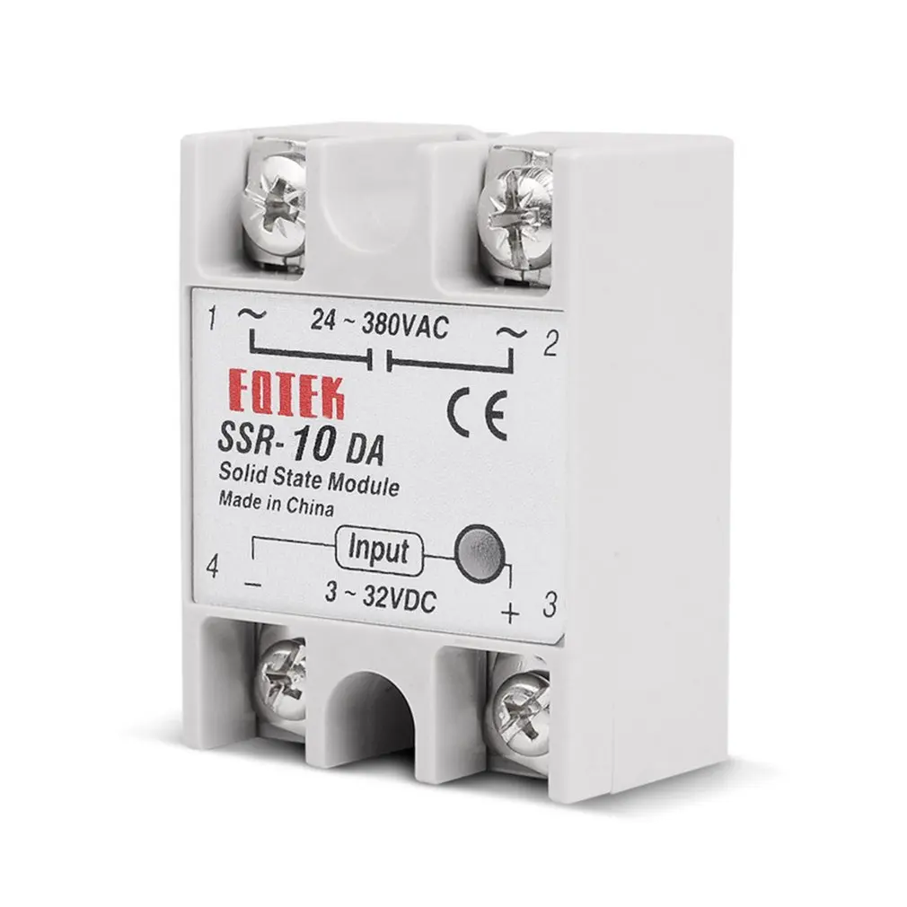 Твердотельное реле DC-AC 10A 25A 40A 60A 80A 100A 12V 3-32V DC до 220V 24-380V AC нагрузки однофазный SSR для контроля температуры