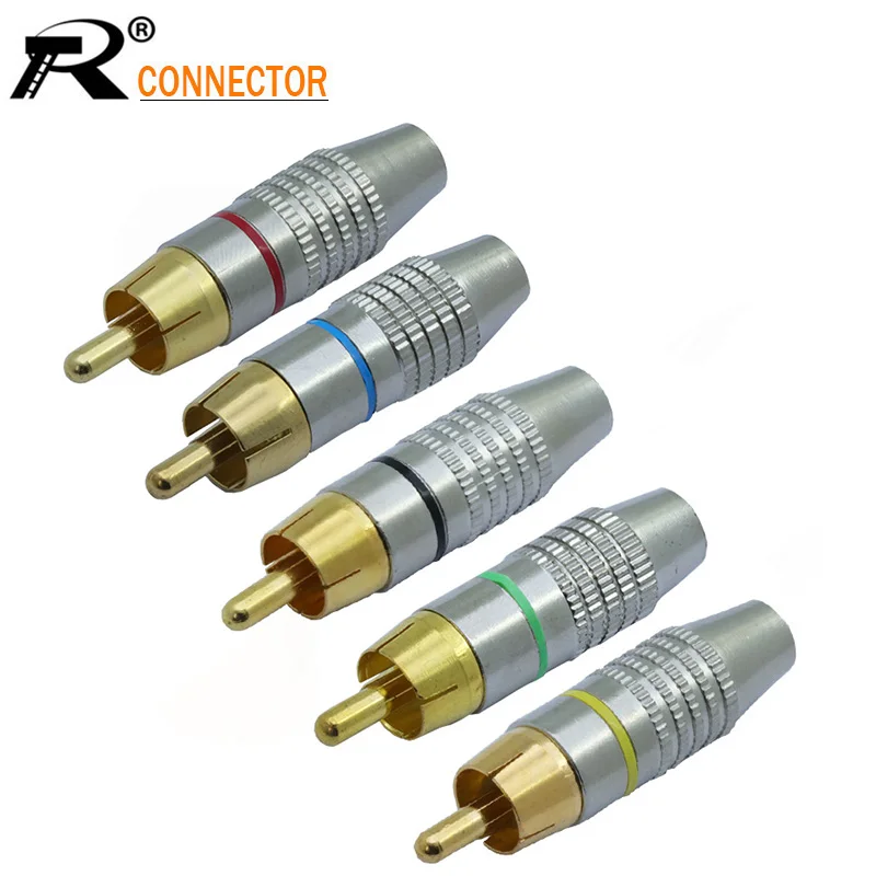 Black 8 Pack Solder Type RCA Plug Male Audio Video Adapter Connector Red