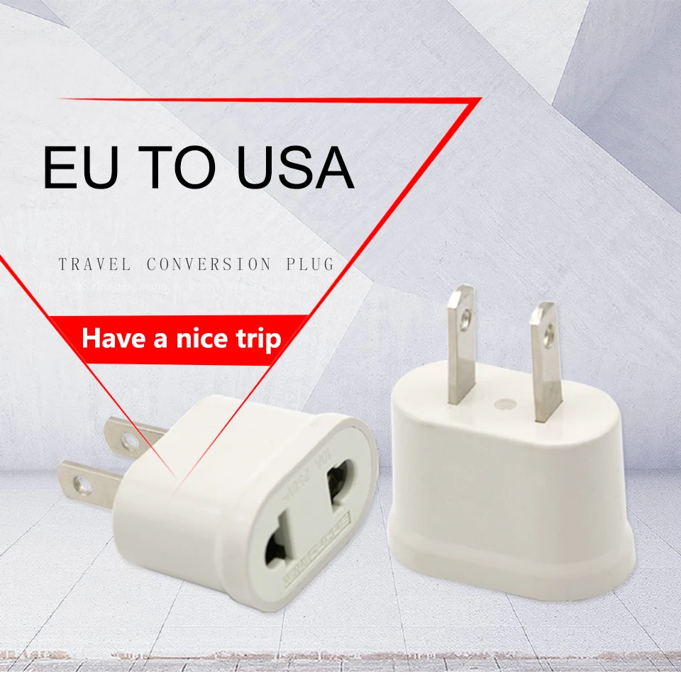 Hot Sale EU EURO Europe to USA US Travel Wall AC Power Mini Lightweight Plug Adapter Charger Outlet Converter  2 Pin Socket (1)