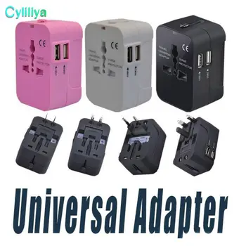 

Universal International Plug Adapter Dual USB Port World Travel AC Power Charger Adaptor with AU US UK EU converter Plug 50pcs