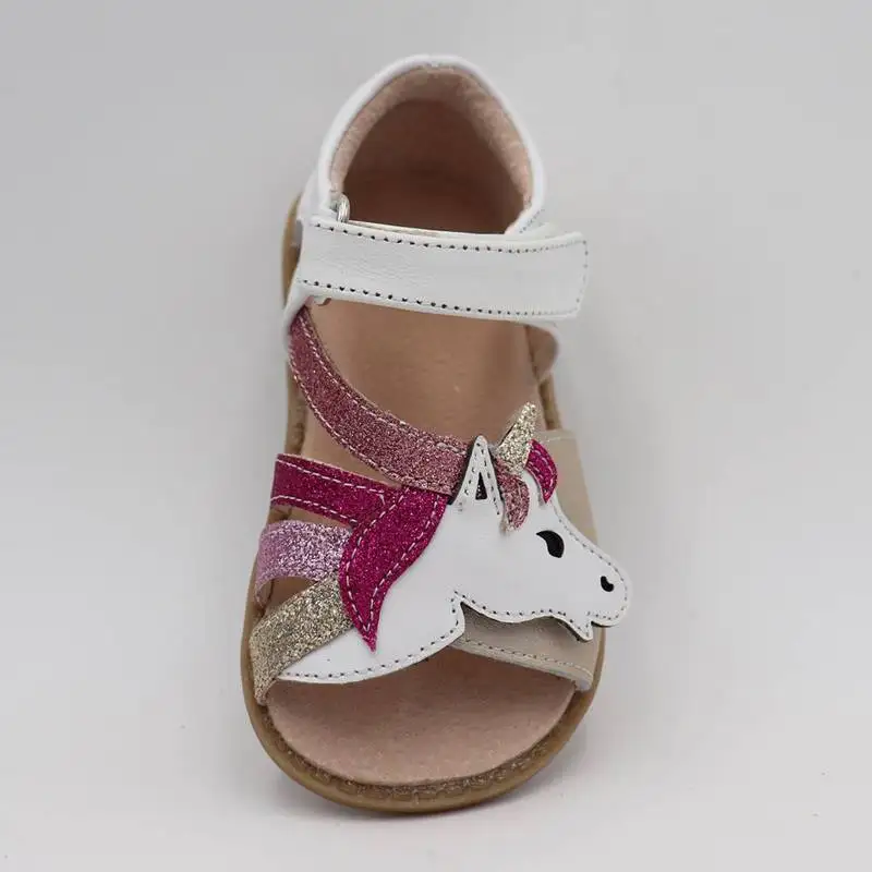 TipsieToes Top Brand Unicorns Soft Leather In Summer New Girls Children Barefoot Shoes Kids Sandals