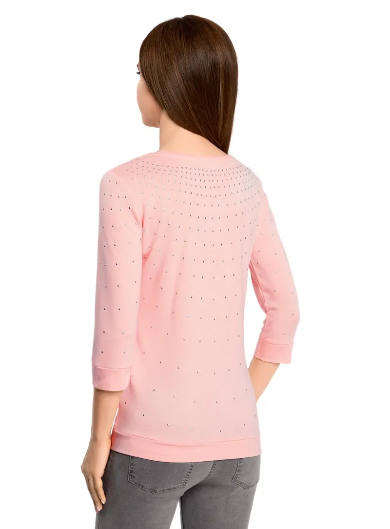 oodji Джемпер с металлическими стразами и рукавом 3/4 14801021 5 45493|sweater jumper|jumper sweaterpolyester