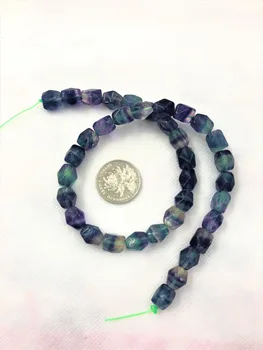 

9x11mm Natural Cubic Faceted Stones Flourites Quartzs Semi Precious Beads Strand 15"(35pcs) Wholesale For DIY Barcelet Making