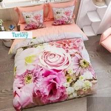 Else 6 шт. кремовые Розовые розы Цветочные Цветы 3D рисунок хлопок сатин двойное одеяло покрывало Постельный набор наволочка для подушки Кровать Лист