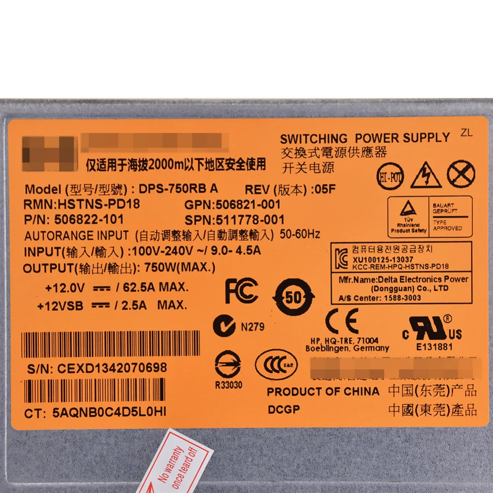 Для HP DL380 G6 G7 750W мощность сервера 511778 001 DPS 750RB источник питания|Блоки питания для