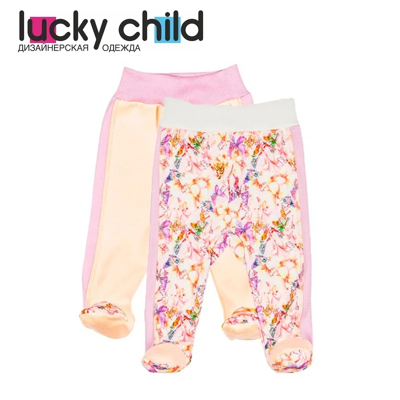 Ползунки Lucky Child с начёсом для девочек, арт. 26-4f, комплект 2 шт(Тропический рай) [сделано в России, от 2-х дней]