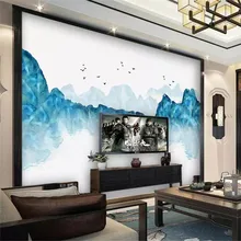 Чернила пейзаж живопись ТВ фон стены высокого качества стены ткань производители, обои Фотообои