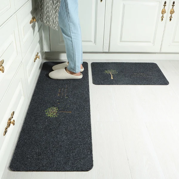 Infant Shining 2PCS Kitchen Mat Oil And Water Absorption Carpet Non-slip Door Mat Living Room Floor Mat Machine Washable Carpet - Цвет: gray 2