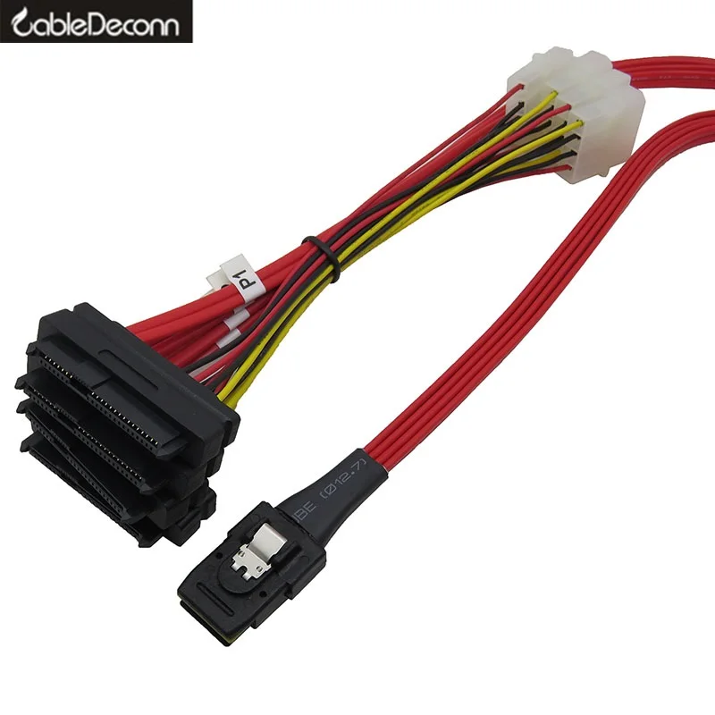 

CableDeconn 100cm Internal Mini SAS 36-Pin SFF-8087 Male to SFF8482 SAS 29-Pin Female with 4-Pin Power Fanout Red Cable 1M 3FT