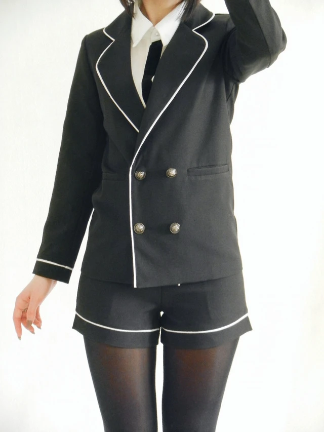 Korean Edition White Edge Skinny Temperament Fashion Two Sets Shorts Woman Office Lady Attractive suit