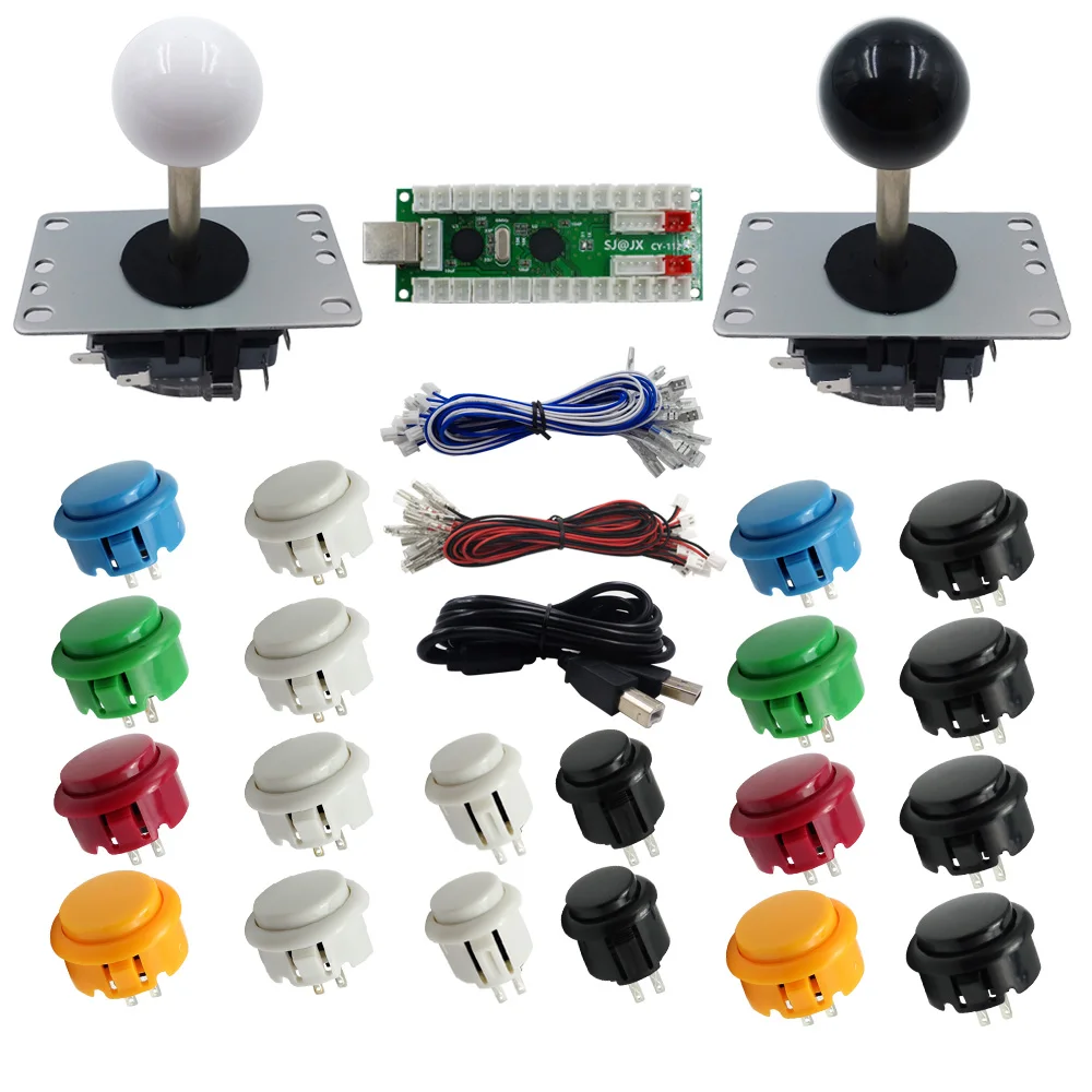 Sj @ Jx 2 Player Arcade Kit Fai Da Te Gioco Arcade Pulsante Encoder Usb E Joystick Suit Retropie Arcade Controller In Bianco E Nero